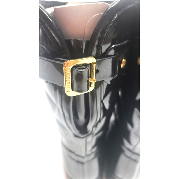 Hunter refined gloss quilt short black boots women's size 7 - Picture 6 of 15